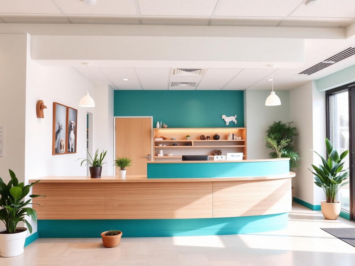 Comptoir de réception lumineux du Cabinet Vétérinaire Aguedal
